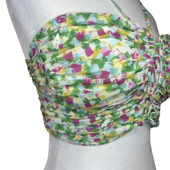 NWT Windsor lace up front chiffon floral crop top size Small - Picture 4 of 7